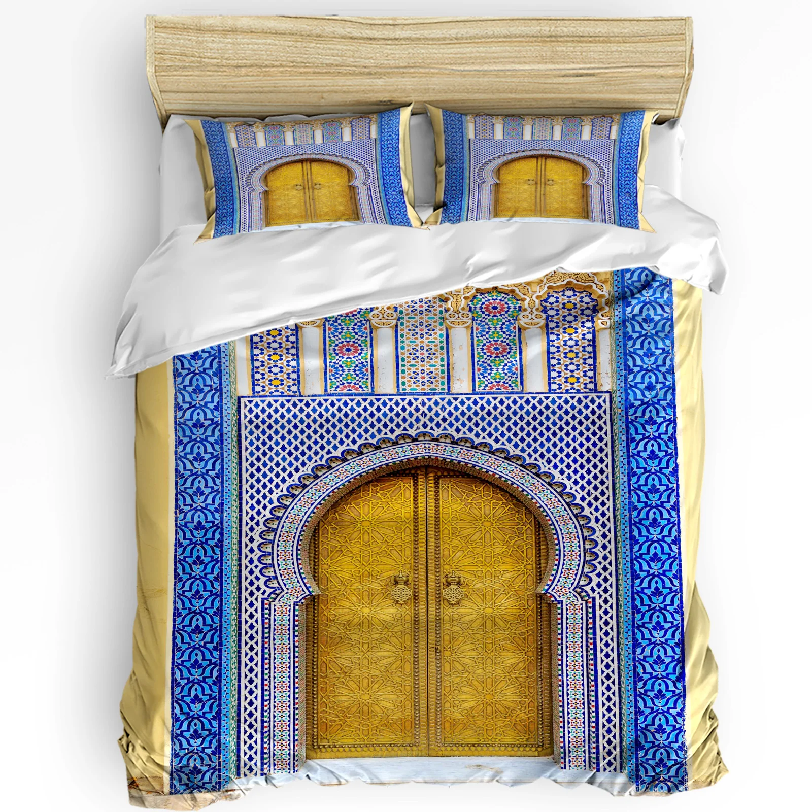 

Palace Gate Moroccan Door 3pcs Duvet Cover Set with Pillow Case Double Comforter Bedding Set Quilt Cover Couple Bed