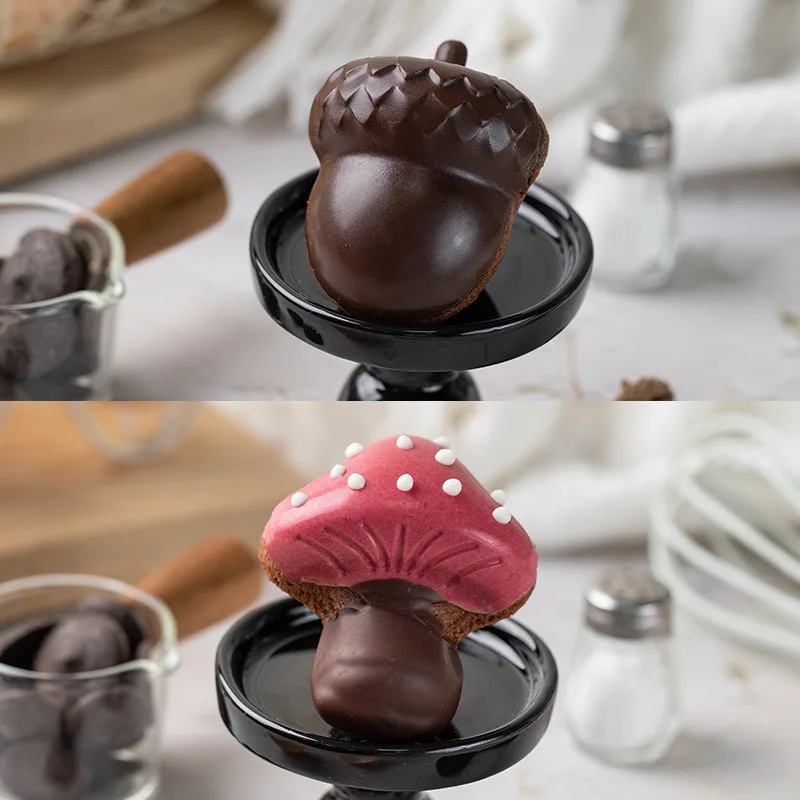 6-Cavity Mushroom Acorn Cake Pan Non-stick Heavy Carbon Steel Cookies Jelly Molds Chocolate Madeleine Pastry Molds Supplies