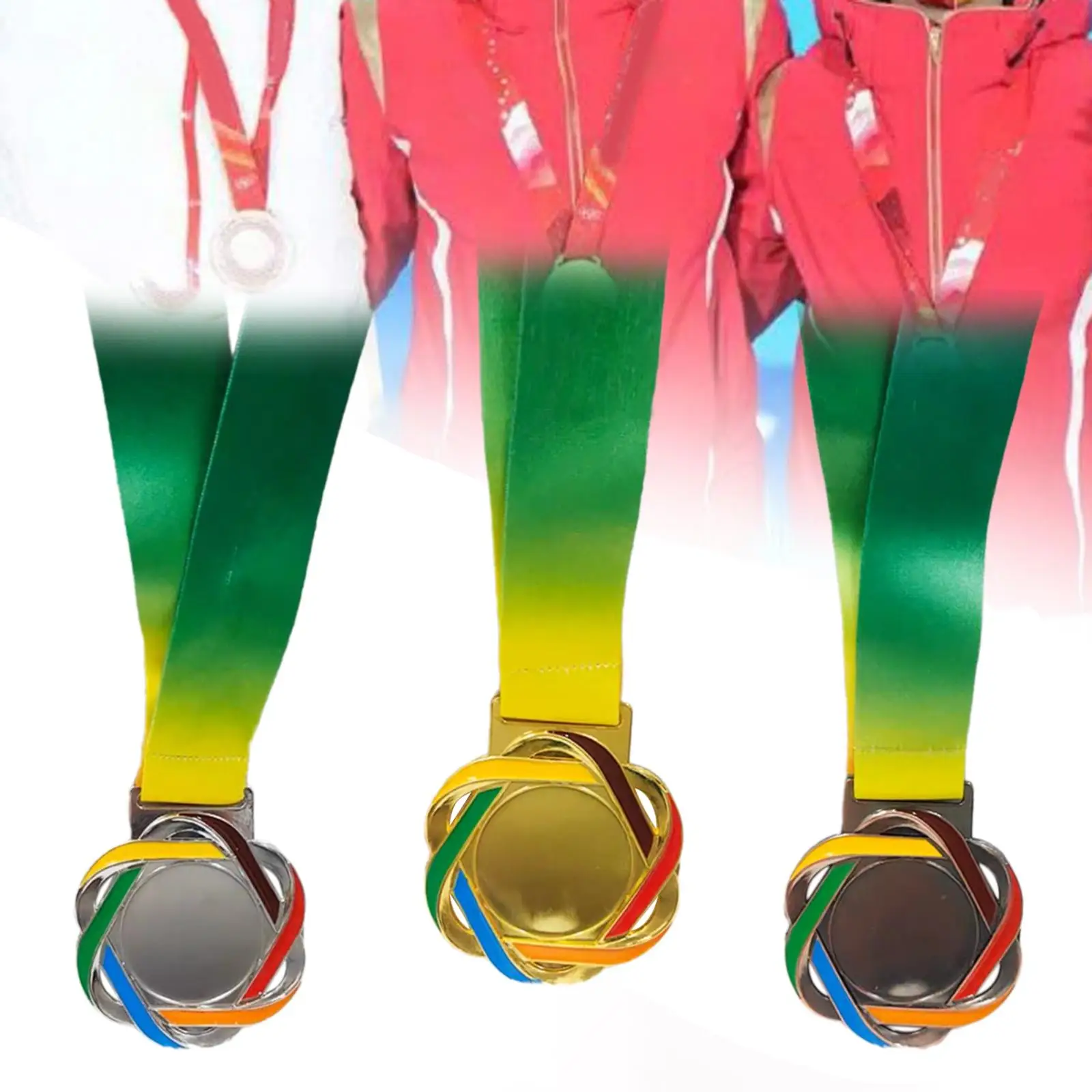 Metal Winner Medals for Students Sports Competitions with Colorful Neck Ribbon