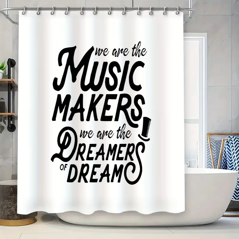 Music Lover Shower Curtain Washable Waterproof Bathroom Decor Musician Gift Stage Performance Backdrop Vintage Record Pattern