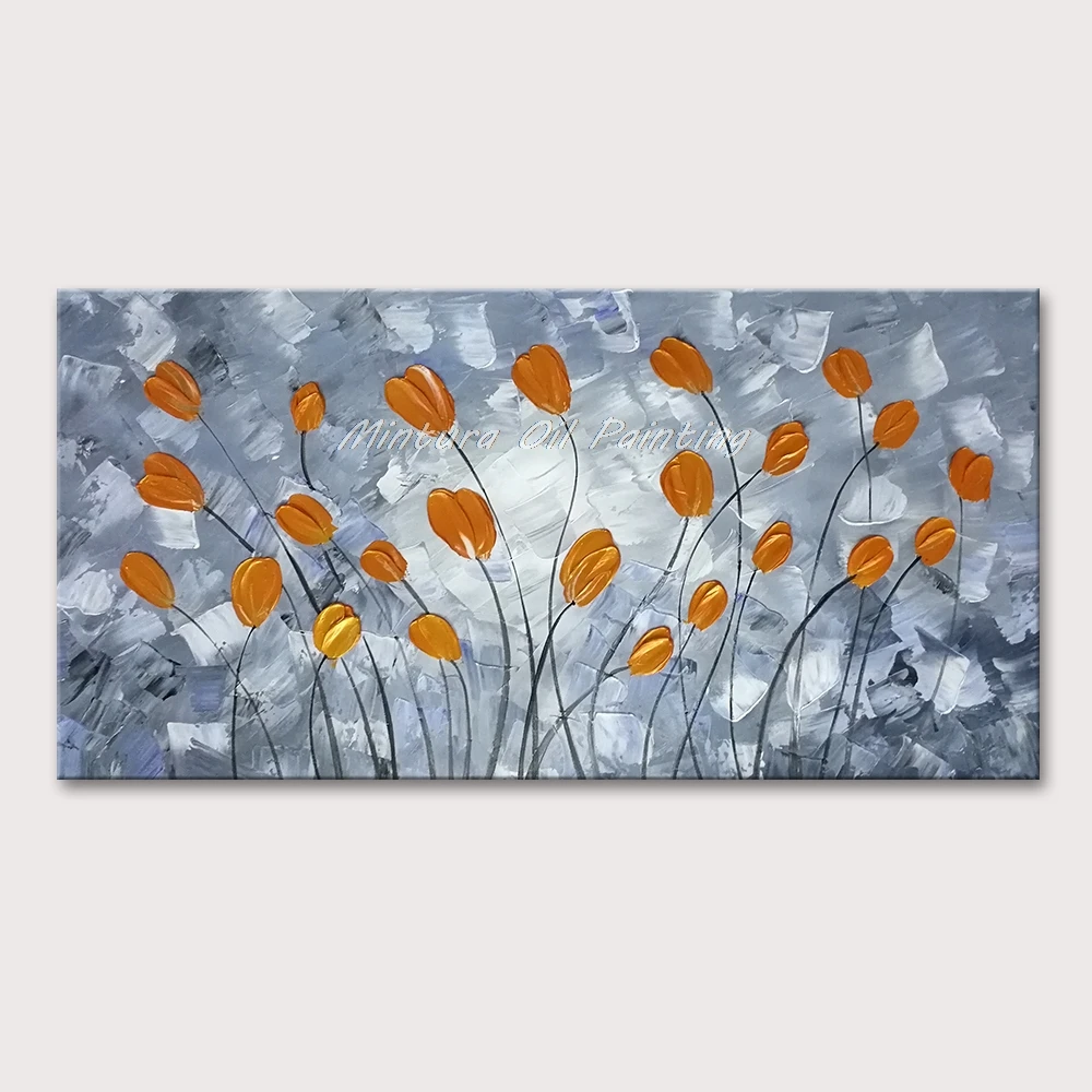 Mintura Wall Picture for Living Room Oil Painting on Canva Hand-Painted Thick Oil Thick Paints Yellow Flowers Wall Art,No Framed