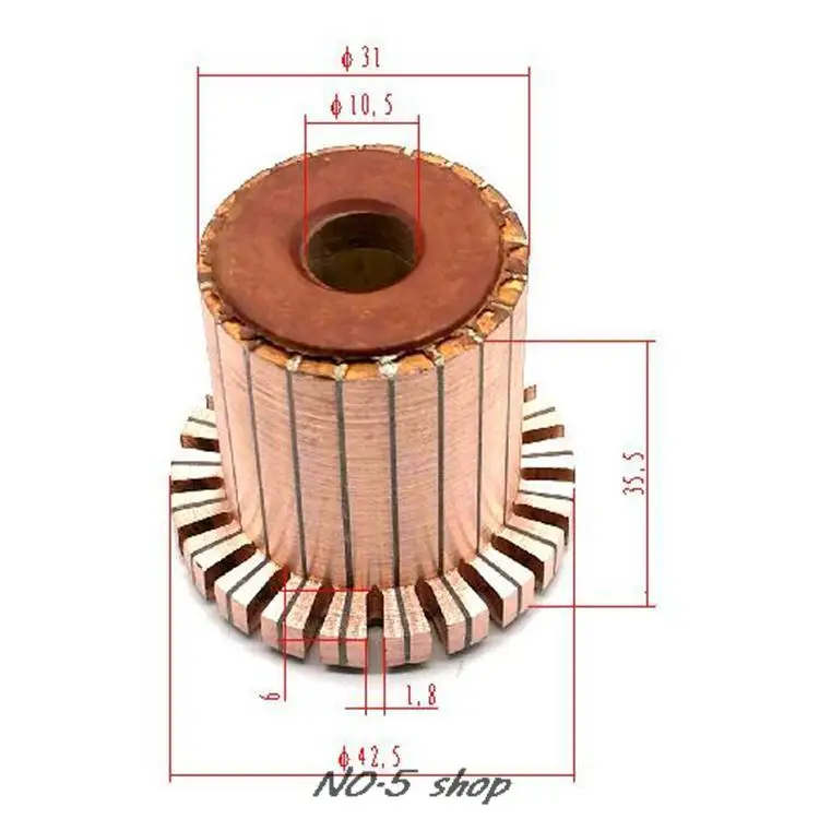 

5pcs 10.5x31x38.3mm Copper Bars Electric Motor Commutator