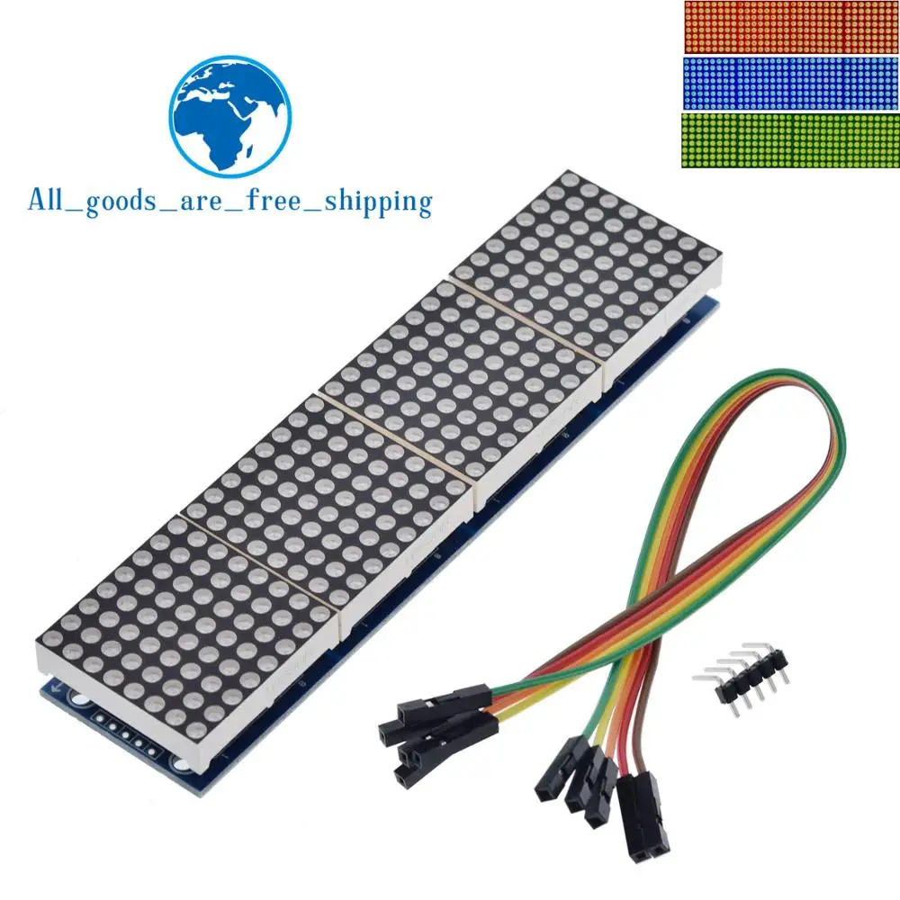 TZT  MAX7219 Dot Matrix Module For Arduino Microcontroller 4 In One Display with 5P Line