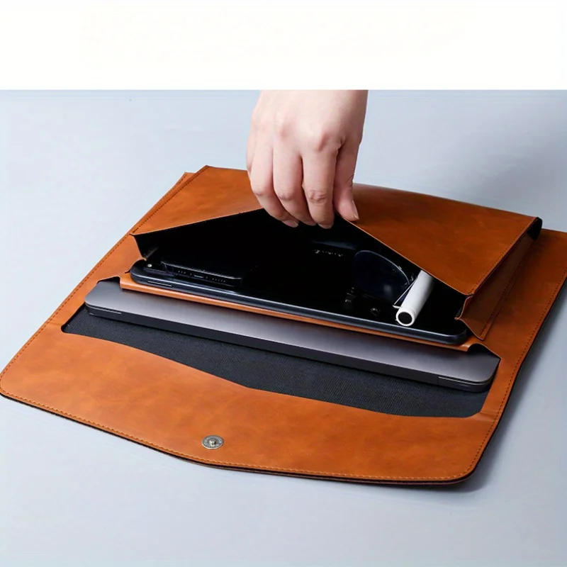 Large Capacity A4 File Folder Organizer with Double-Layer Laptop Protective Sleeve Storage Bag