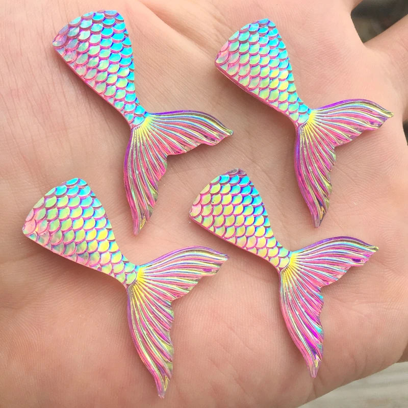 DIY Jewelry accessories Mermaid Fish scales tail resin wedding &Mermaid exhibition crafts accessories 10pcs/lot 28*39mm -E77