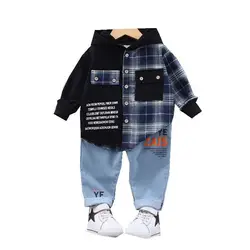 New Spring Autumn Fashion Baby Clothes Suit Children Boys Plaid Hoodies Pants 2Pcs/Sets Toddler Casual Costume Kids Tracksuits