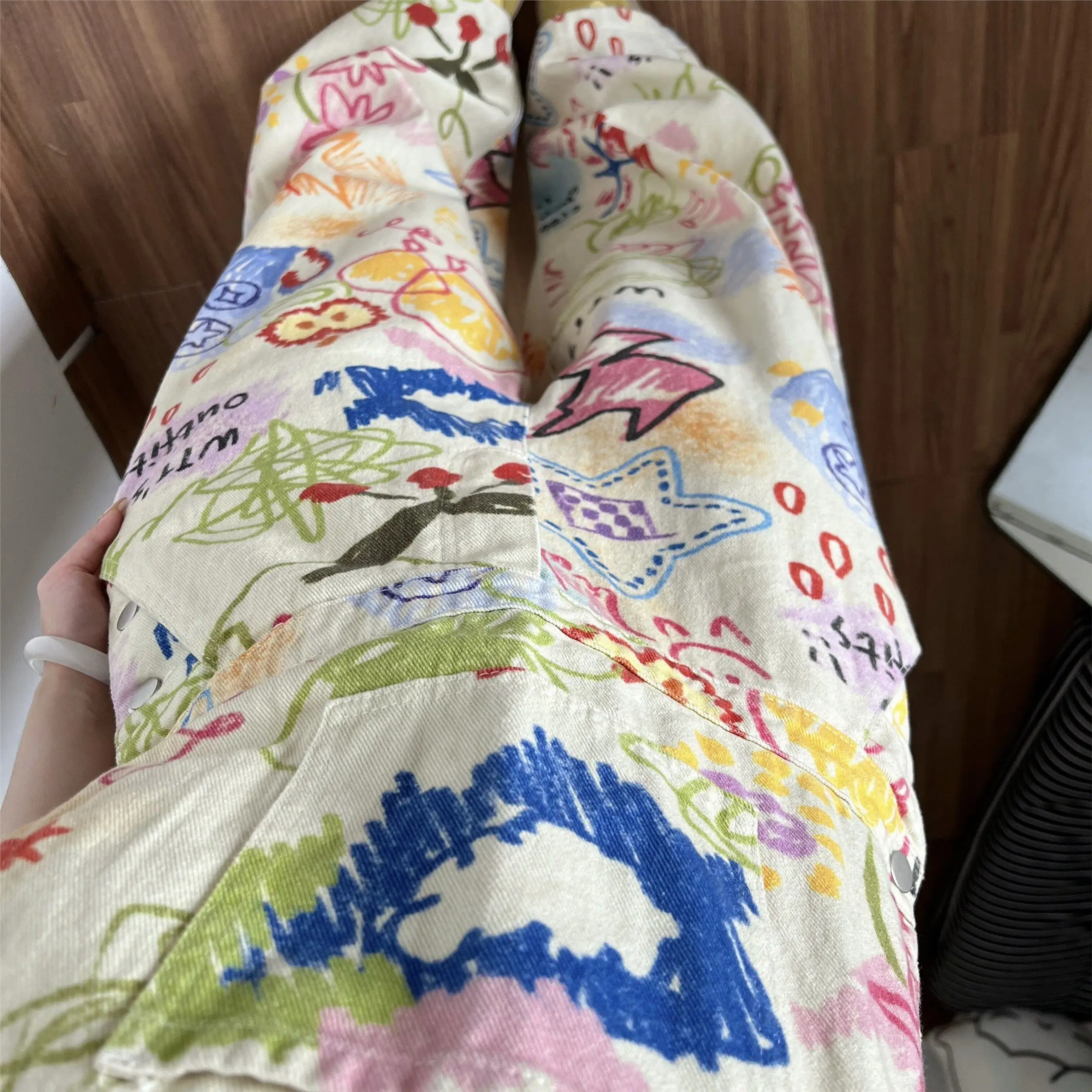 Women Graffiti Print Overalls Japanese Harajuku Gothic Jumpsuit Vintage Y2K Wide Leg Loose Casual Streetwear Dungarees Plus Size