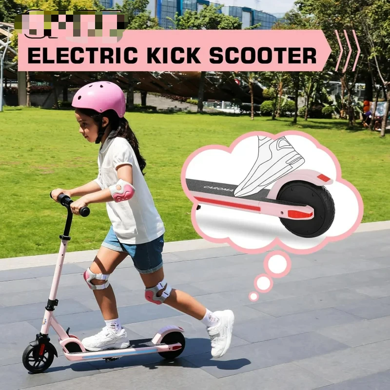 Caroma,Adjustable Height;Speed,150W Kids Electric Ages 6-14,7 Miles,Colorful Rainbow Lights,Foldable Scooter for Boys;Girls