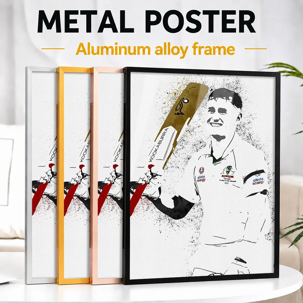 Marnus Labuschagne Framed Metal Print Personalized Stencil Wall Art For Sports Lounge And Team Locker Room, Cricket Fan Gift
