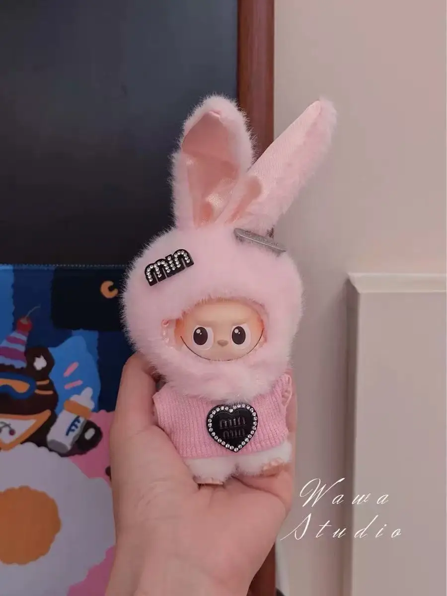 

Only clothes, 4th generation Labubu10cm cotton doll plush 4.0 rabbit hat cute