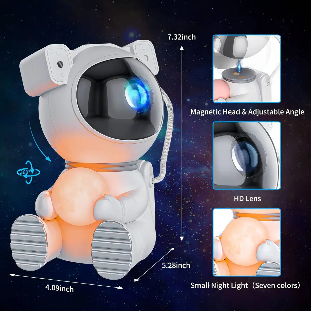 Upgraded Astronaut with Moon Light Projector Galaxy for Bedroom Star Lamp LED Nebula Night Light for Kids Decoration Party Gift