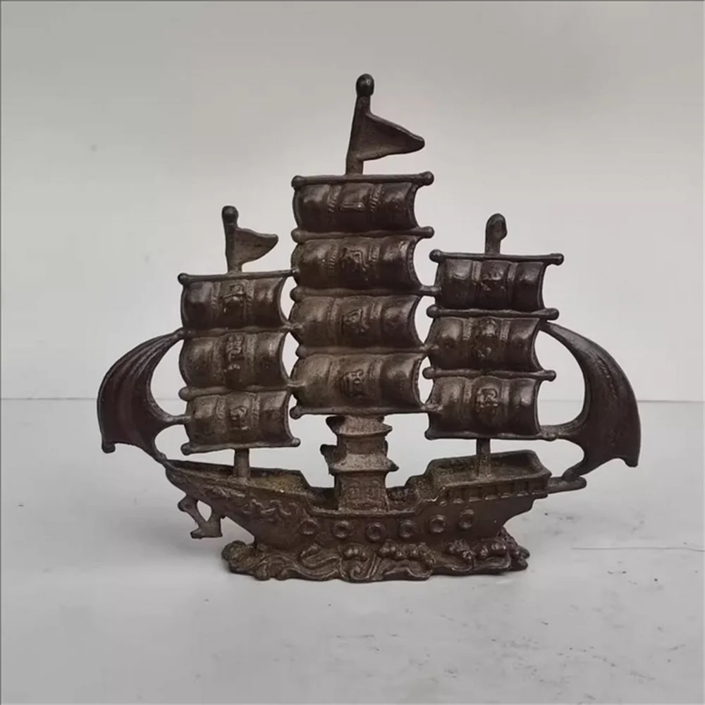 Folk Collection Loong Boat Sails Smoothly Place Old and Used Bronze Ware Three dimensional Sail