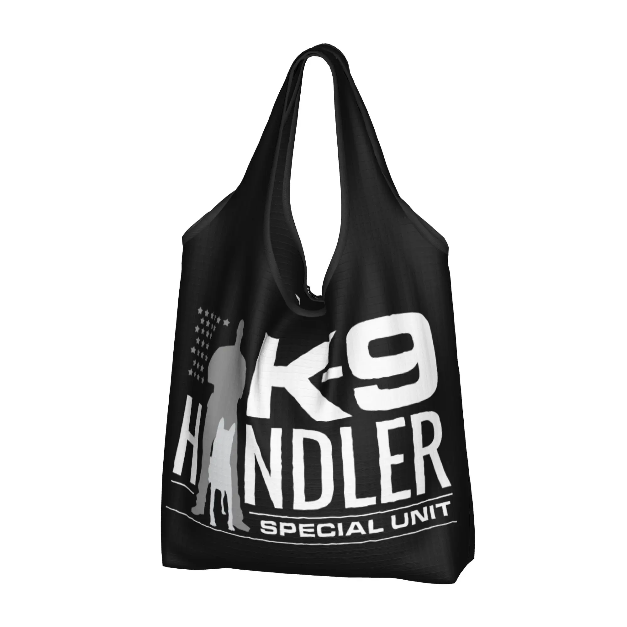 Fashion Print K9 Unit Malinois Tote Shopping Bags Portable Shopper Shoulder Belgian Shepherd Dog Handbag