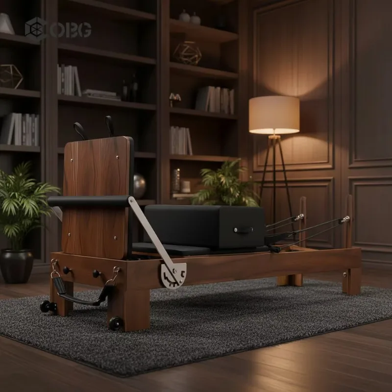 OBG-0529 Walnut Wood Pilates Reformer-Professional Studio Grade Core Bed with 3-Year Warranty for Home Fitness
