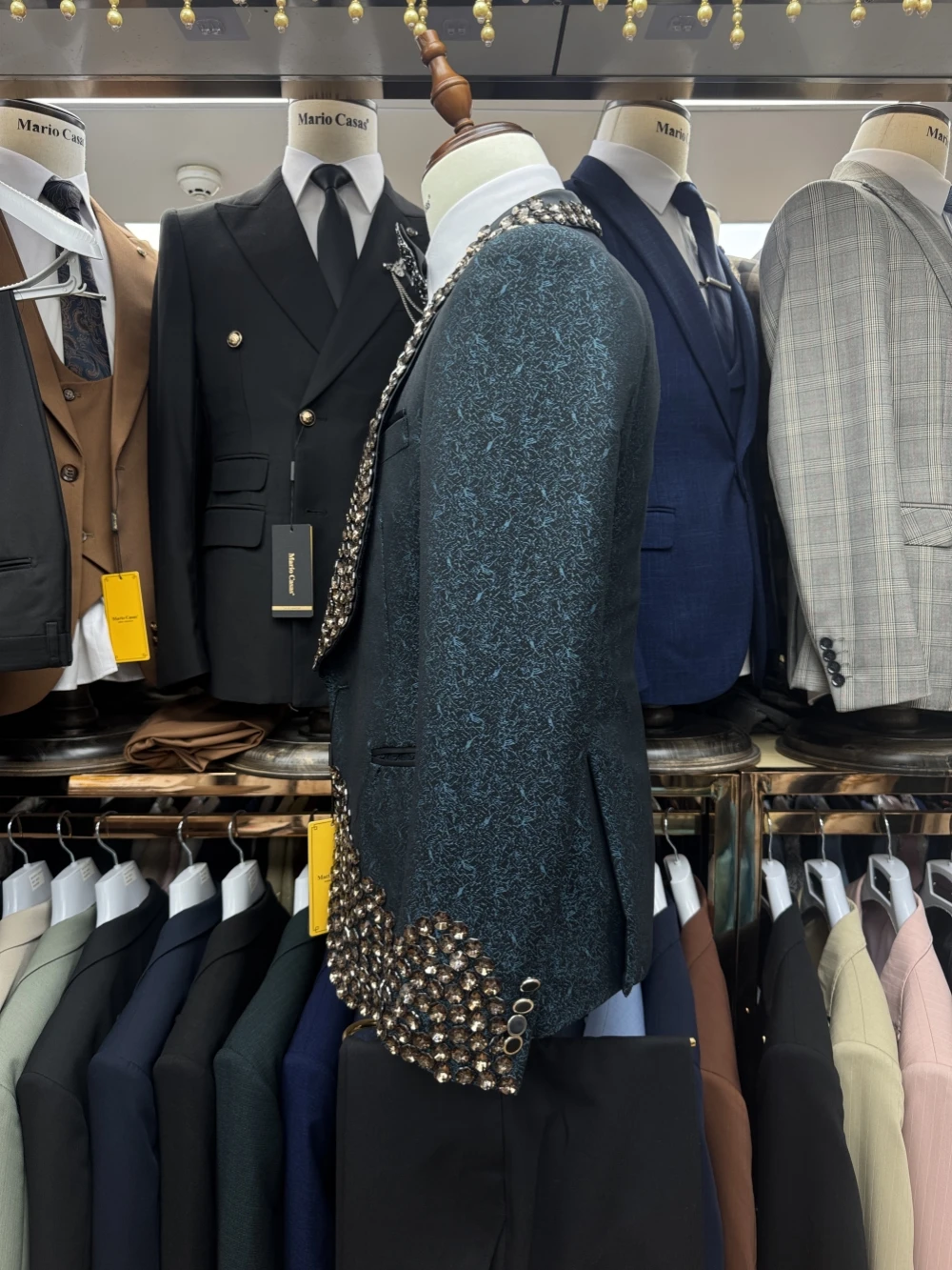 Patterned Dazzling Crystal 3 Pieces Suits Jacket Vest Pants For Men Dancing Wear Fashion Luxury Shawl Lapel Suits Banquet Sets