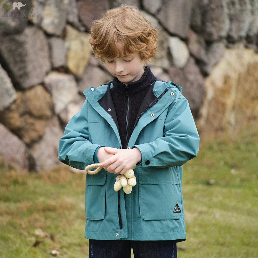 Dave Bella Boy Girl Two-pieces Spring Autumn Jacket Children 2pcs/set Fleece Waterproof Coat Outdoor Hoodie Outerwear DK3253025