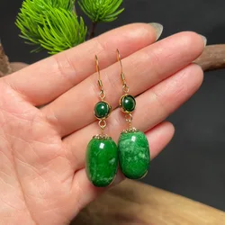 Green Natural Jade Bead Earrings Fashion Accessories Designer Amulet Carved Gemstone Charm 18K Gold Plated Real Jewelry Vintage