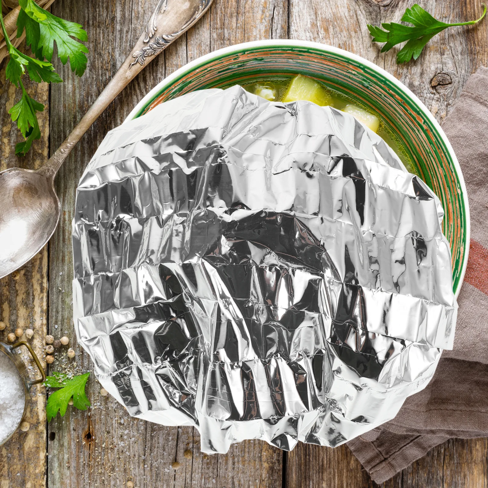 

90Pcs Reusable Food Preservation Covers Heat Insulation Bowls Pots Containers 18-22Cm Aluminum Foil Pop-Up Adjustable Heat