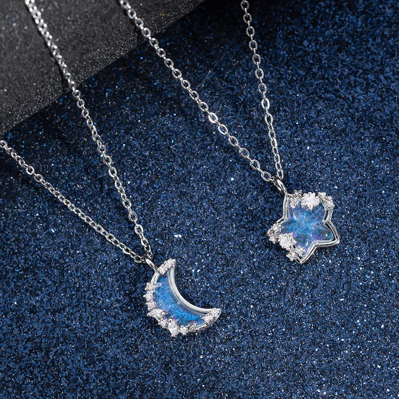 2023 Cute Trendy Star Moon Sugar Necklace New Moon Cloud Collarbone Chain Will Change Color Sugar Birthday Women's Gifts Jewelry