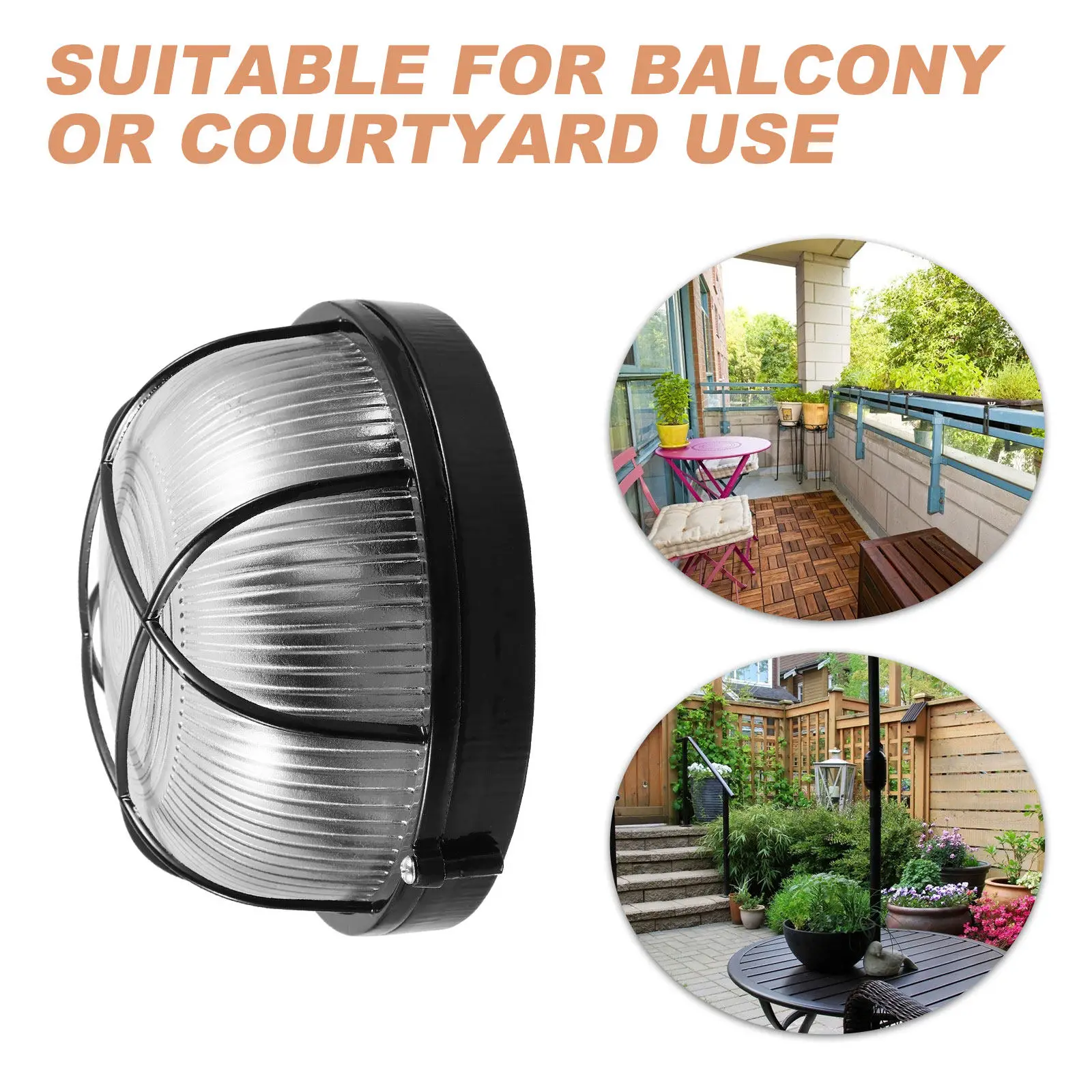 Glass and Iron Wall Lamp Shade Weatherproof Outdoor Lampshade for Patio Balcony Garden Entryway Kitchen Bedroom Bathroom Nursery