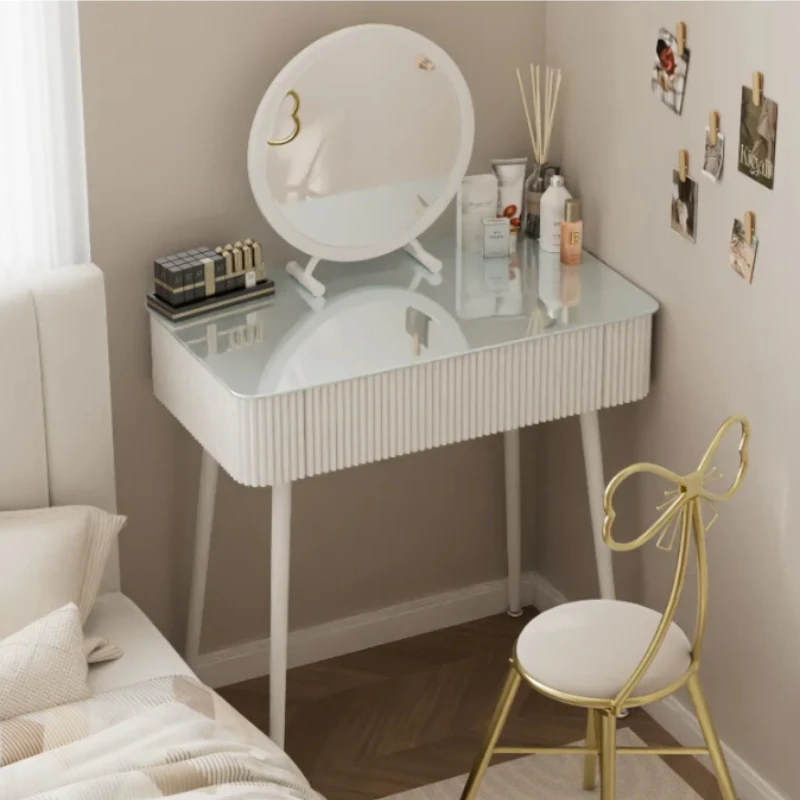 Tocador blanco sencillo para dormitorio, moderno, pequeño, para apartamento, con almacenamiento, mini tocador blanco, muebles para el hogar