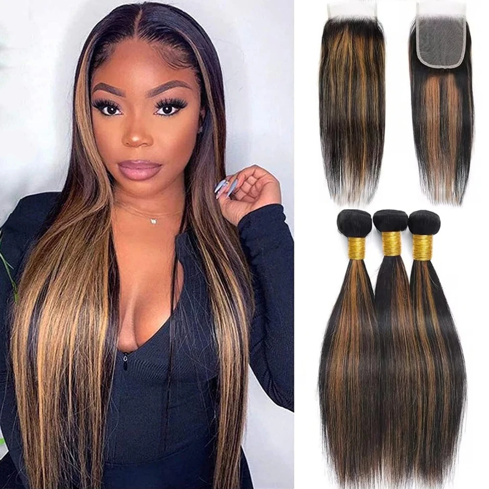 

Наборы прямых прядей из 100% натуральных бирманских волос Реми 12A с заколкой 4x4, для наращивания