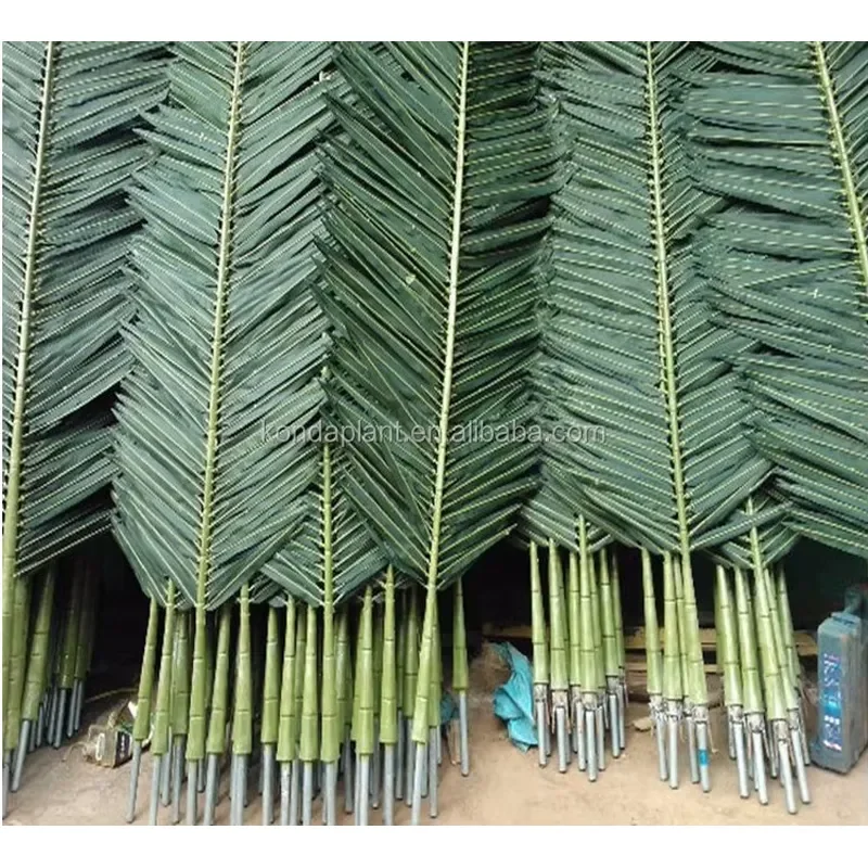 Fire Proof Sunproof Artificial Palm Branches for Customized Fabric Plastic Artificial Palm Trees Leaves