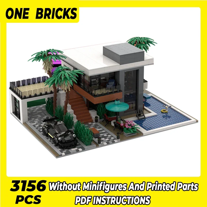 

Street View Model Moc Building Bricks Modern Urban Housing Technology Modular Blocks Gifts Christmas Toys DIY Sets Assembly