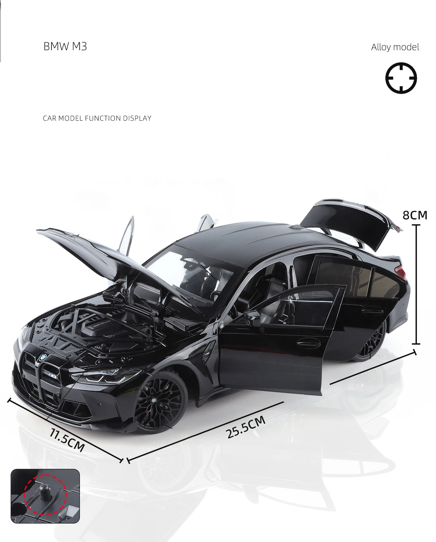 NEU 1:18 BMW M3 CS LCI G80 Mpower Supersportwagen Legierung Auto-Modelle & Spielzeugfahrzeuge Automodell Miniatur Maßstabsmodell Auto für Kinder – Detail 3