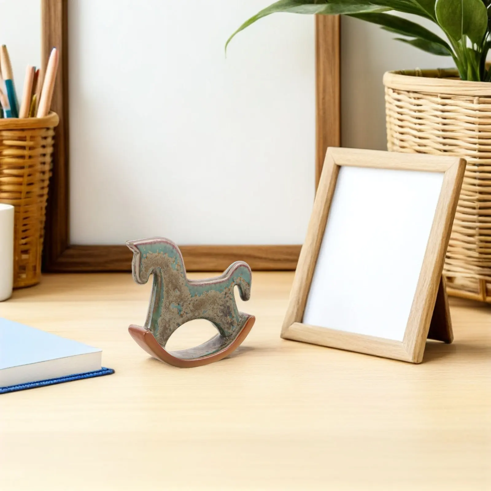 Ceramic Rocking Horse Decoration 4.05in Chinese Zodiac Feng Shui Horse Statue Tabletop Ornament for Chinese New Year 2026