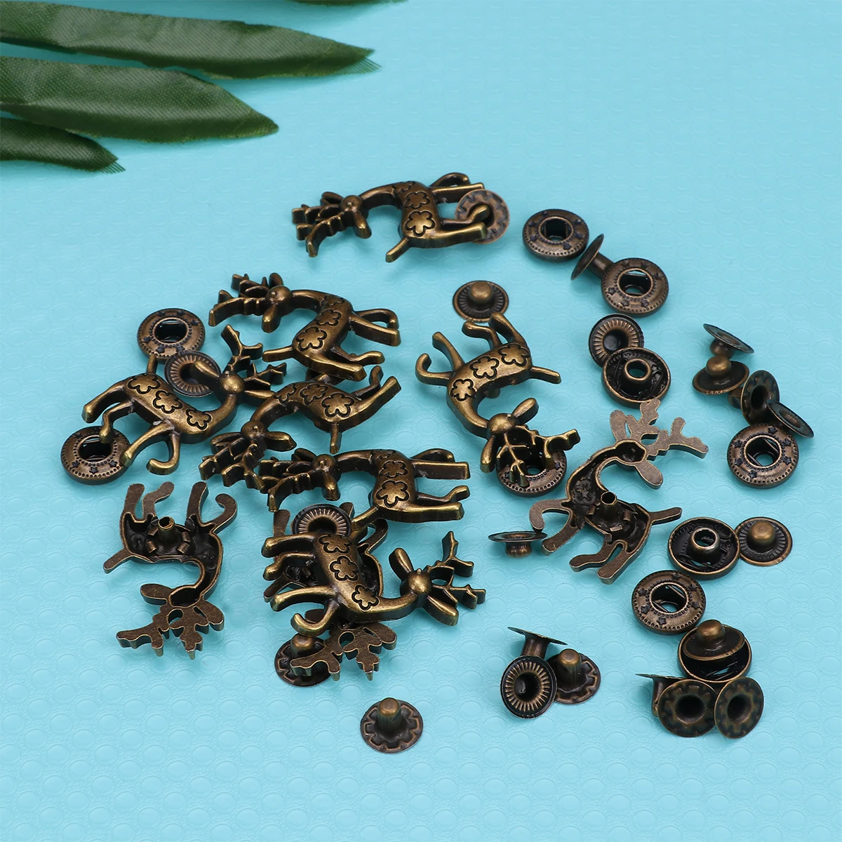 

10Sets Bronze Alloy Deer Snap Button Fasteners Durable Sturdy Bag Buckle Fittings Clasp for Sewing Craft DIY Accessories