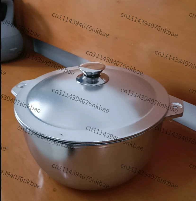 Old‑Style Die‑Cast Aluminum ,Thickened Tall Large Capacity Non‑Stir Frying Pan,Stainless Steel Soup Pot for Home Kitchen Cooking