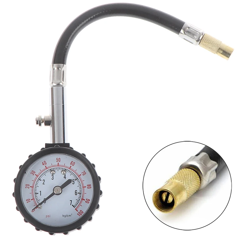 Auto car truck motor tyre tire air pressure gauge dial meter tester 0-100psi