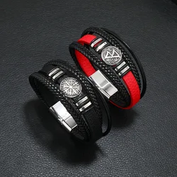 Vintage Sun Scripture Leather Bracelets For Men Fashion Unique Design Retro Multi-Layer Alloy Steel Bracelets Gifts Accessory