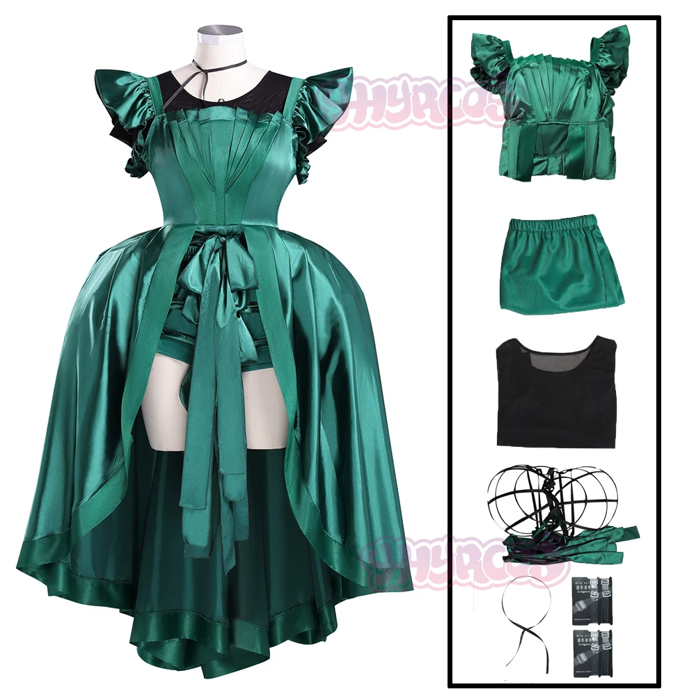 

Agnes Demille Cosplay Costume Fan Obsessive Invisible Girl Gorgeous Green Gown Dress Halloween Birthday Party Accessories