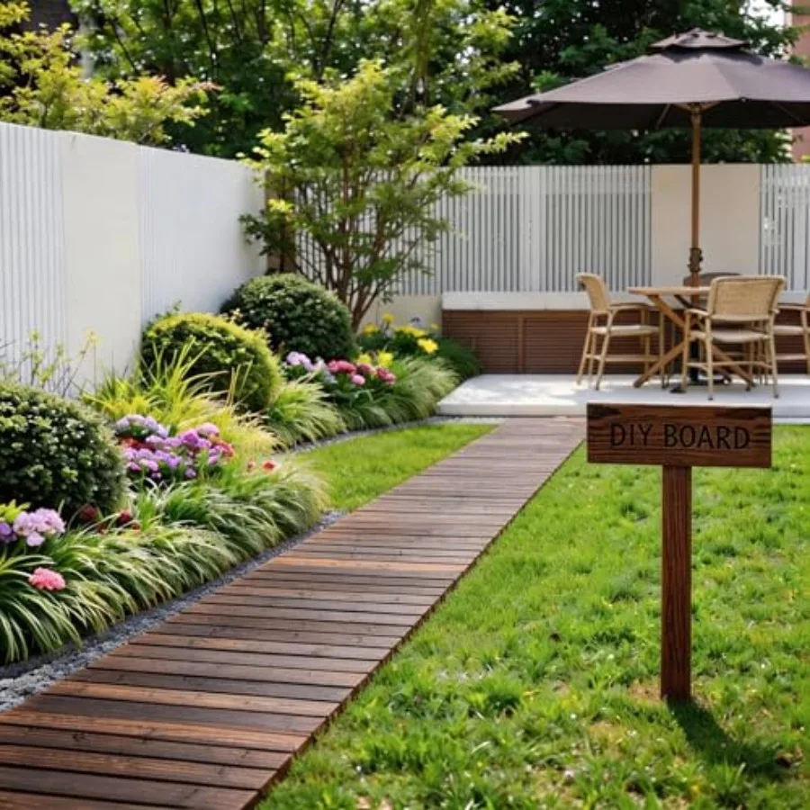 

8Feet Wooden Garden Pathway Straight Outdoor Walkway Roll Out Cedar Wood Patio Flooring Path Decorative Lawn Patio Pavers Board