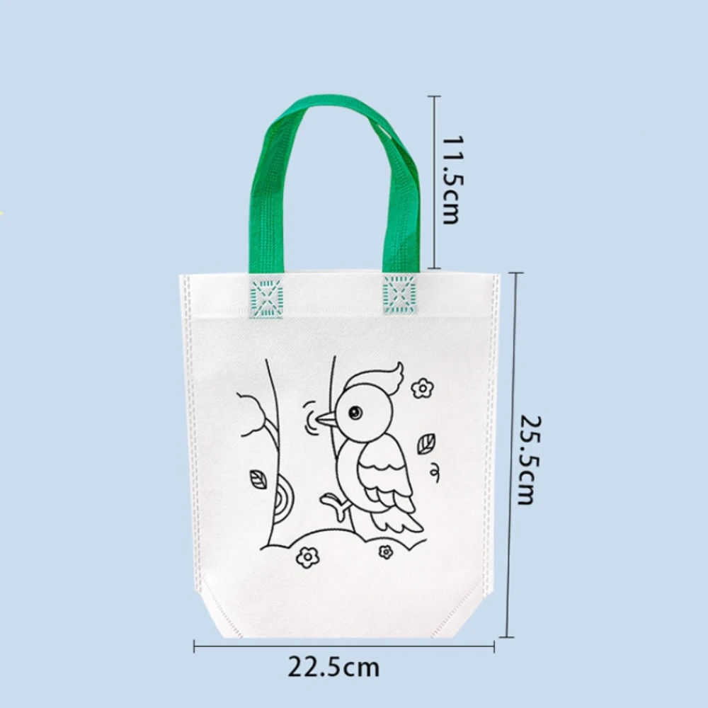 1Pc DIY Coloring Goodie Bags Party Gift Bag for Kids Toy Storage Bag Eco Non-Woven Fabric Bag For Birthday Cchristmas Party Gift