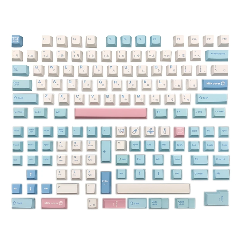 141 Keys Milk Cover Keycaps Cherry Profile PBT Keycap Dye Sub Keycaps For Cherry MX Switch Mechanical Keyboard