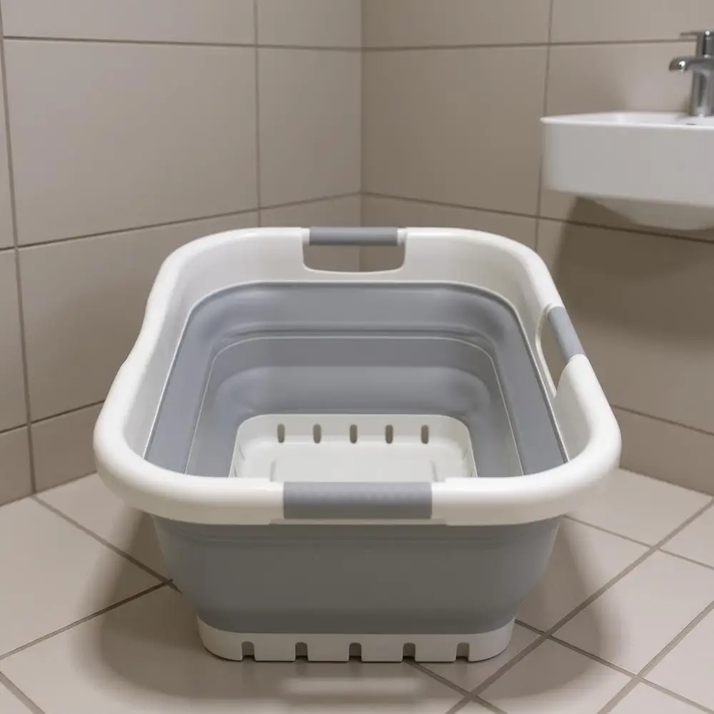 

Складная пластиковая корзина для белья 41 л - контейнер/органайзер для хранения - портативная ванна для стирки - компактная корзина для белья (3 секции)