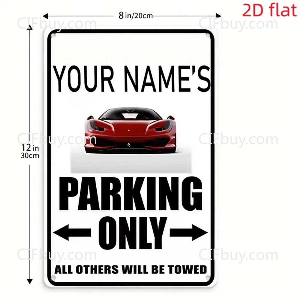 2D Flat Personalized Private Parking Metal Plaque All Others Will Be Towed Garage Wall Ornament Decor