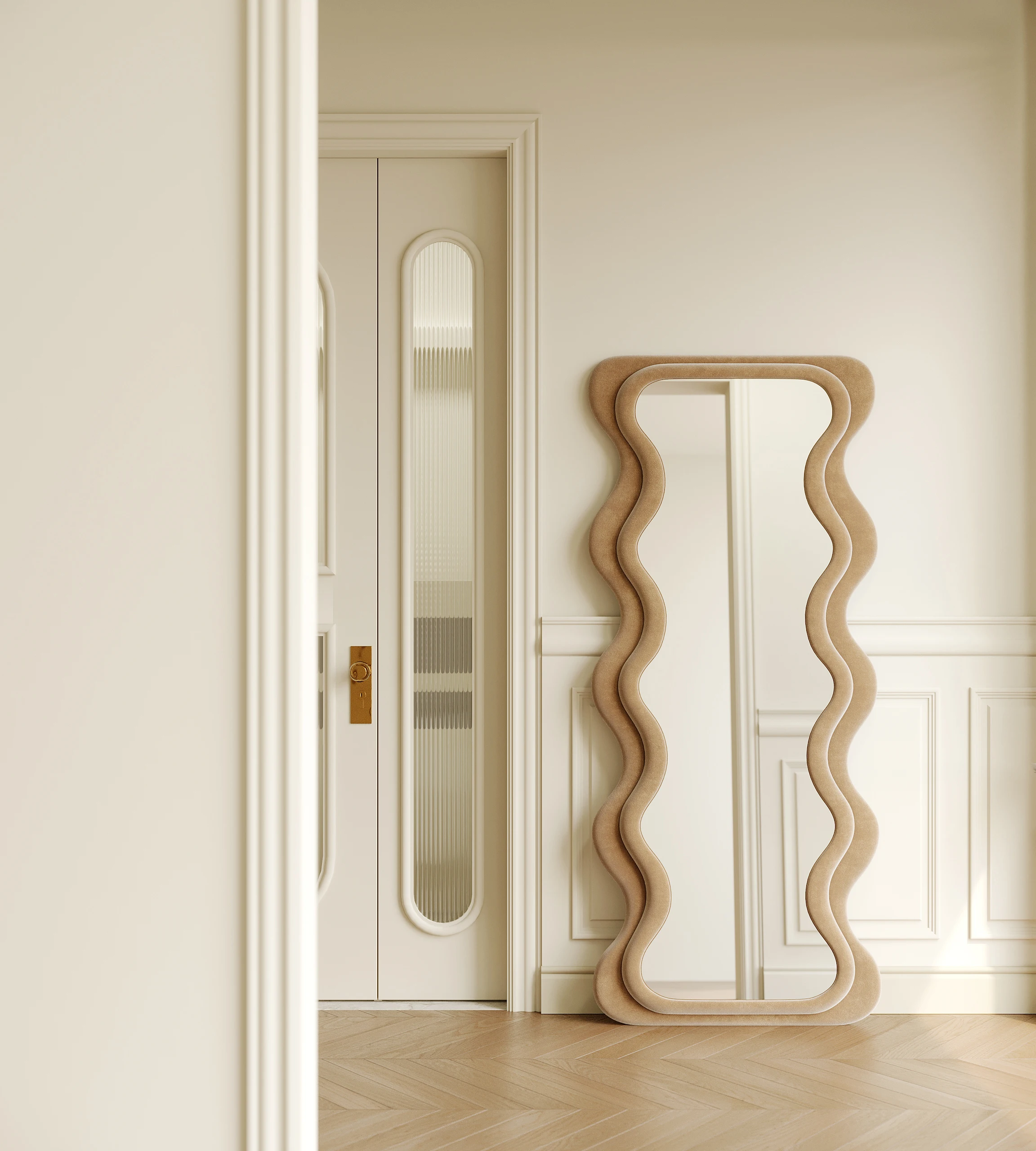 Full Body Wavy Mirror Full Length Dressing Floor Mirror Stand Bedroom Home Decor Wall Mirror