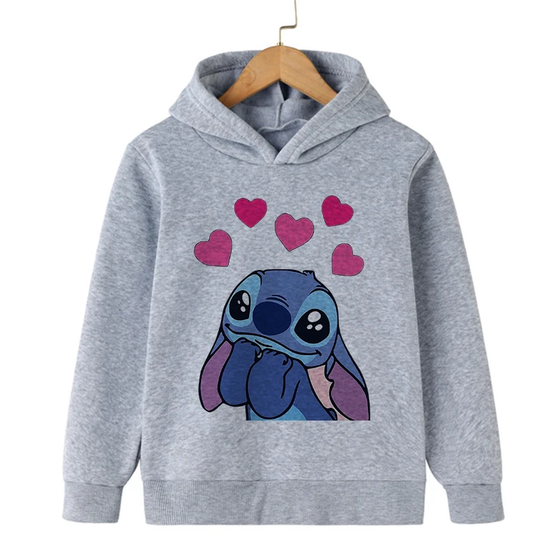 Clothes New in Disney Stitch Hoodie Children Cartoon  Kid Girl Boy Lilo and Stitch Sweatshirt Hoody Baby Casual Top