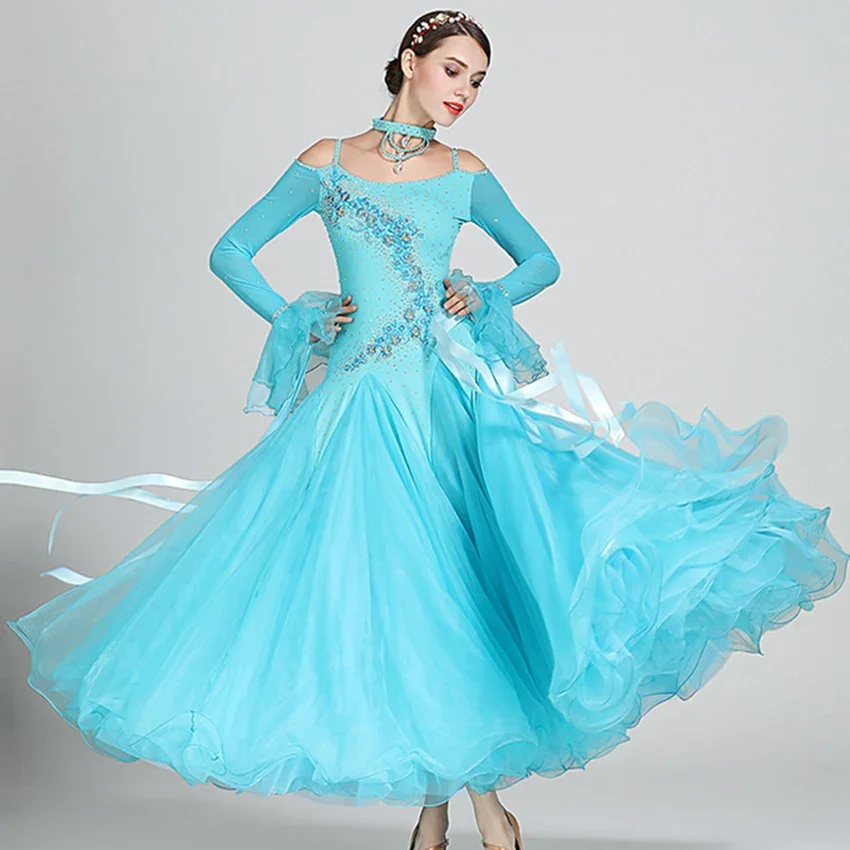 

Ballroom Competition Dance Dresses Standard Performance Costumes High Grade Evening Party Clothing Tango Waltz Outfits 10 Colors