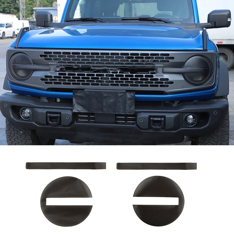 Car Front Headlight Protective Film Decoration Stickers Smoked PVC For Ford Bronco 2021 2022 2023 Accessories