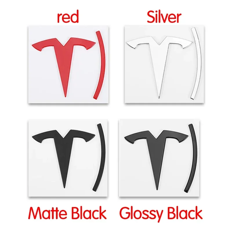 For Tesla - Car Front Emblem Rear Trunk Emblem Suitable For Model 3 Model Y Metal Logo Replacement Rear and Rear Logos Blackenin
