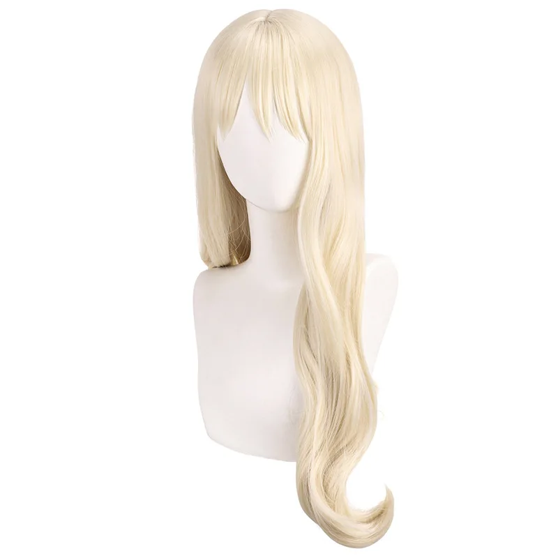 شعر مستعار أشقر صناعي طويل مموج، خط شعر طبيعي، زي تنكري للحفلات، ألياف مقاومة للحرارة، ملابس يومية