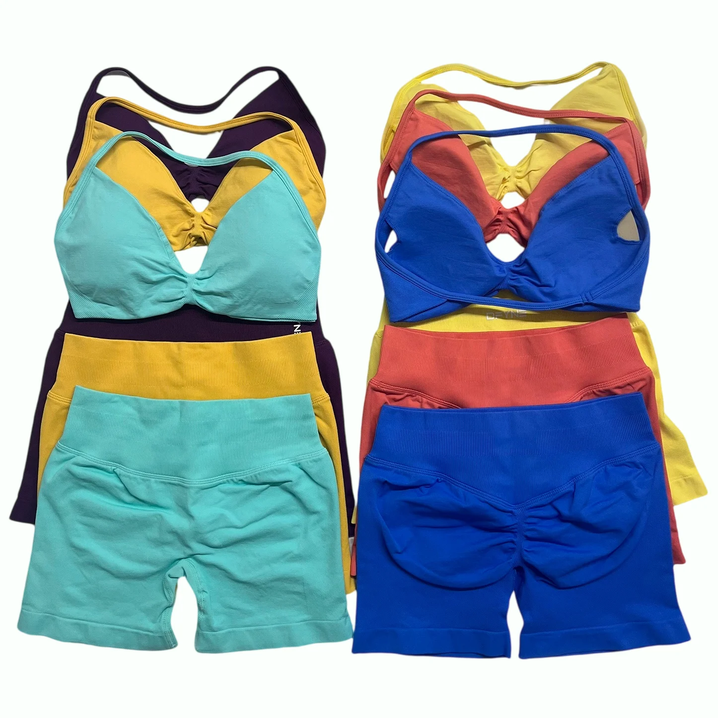 2PCS impact Gym Set Women Strappy Yoga Bra Top sportswear Workout Scrunch Shorts Sports Suit Seamless Yoga Set Fitness Clothes