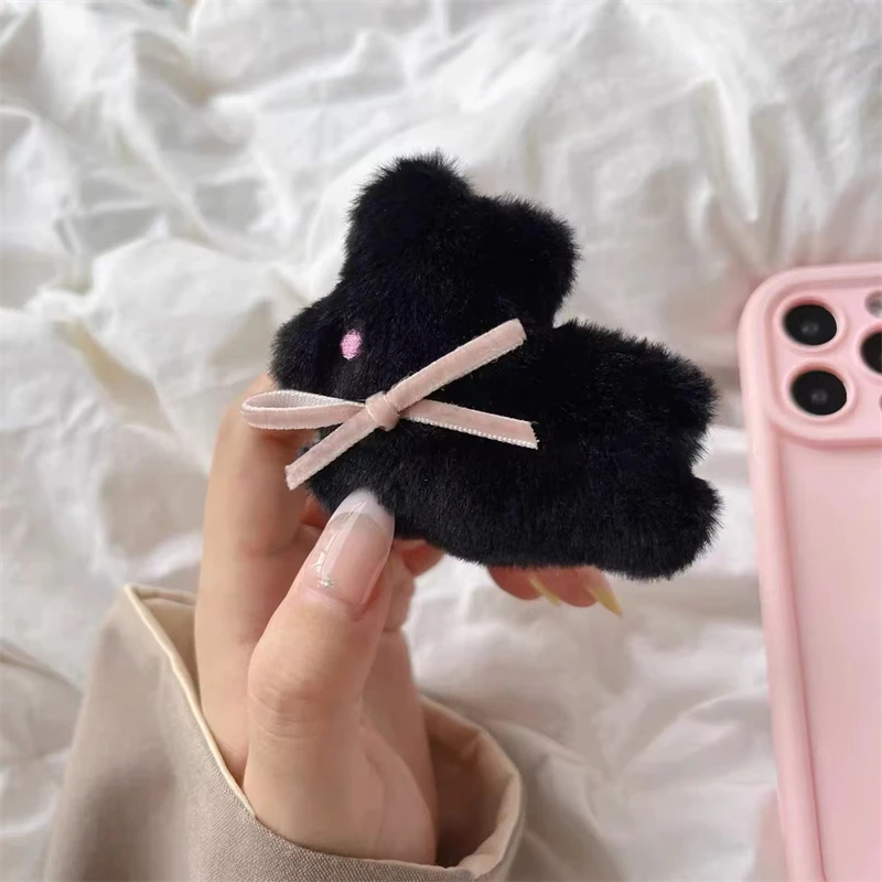 Soporte magnético de conejo con lazo de peluche 3D coreano, soporte para teléfono Tok Griptok, soporte para iPhone, Pad Magsafe Smart Tok