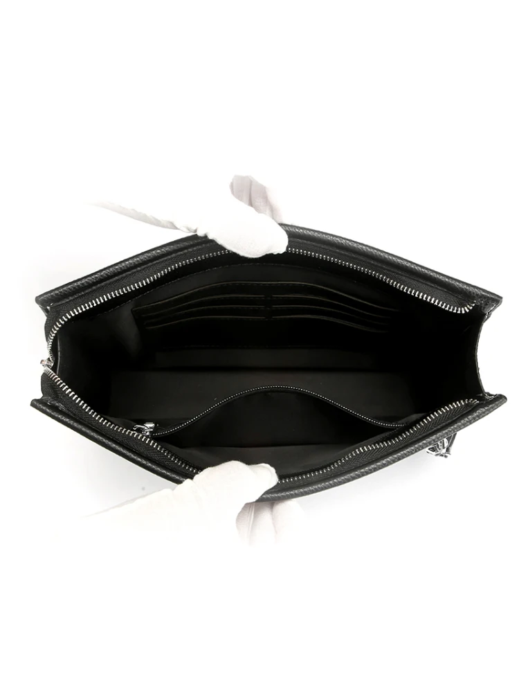 Gorchis Genuine Leather Handbag for Men Large Capaci Clutch Casual Sle Soft PU Material Zipper Closure Square ape