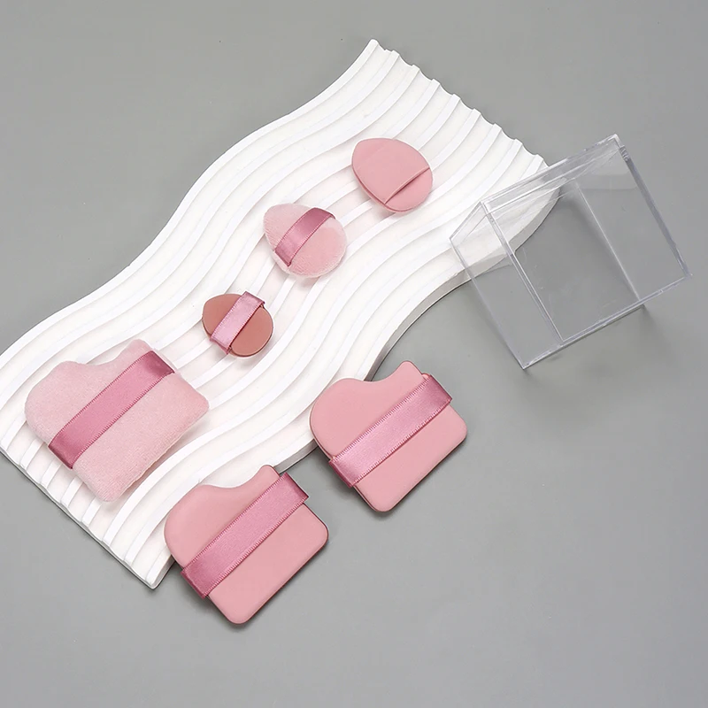 6 Teile/satz Rosa Puderquaste Mini Daumen Puderquaste Concealer Rouge Trockenen Und Nassen Make-Up Weiche Haut-freundliche Beflockung luft Kissen